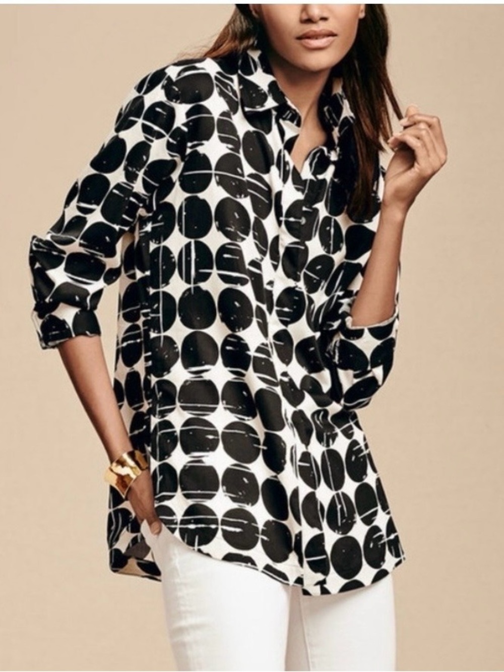 Finley Poplin Polka-Dot Print Dress Shirt